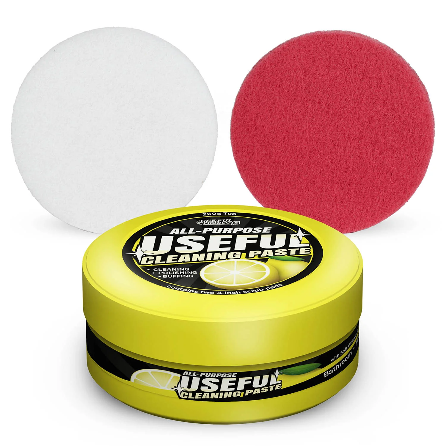 All-Purpose Useful Cleaning Paste | Tile, Grout, Linoleum, Stainless Steel Cleaning | 260g Citrus-Scented Multi-Purpose Cleaner with Soft White and Medium Red Scrub Pads - Image 10