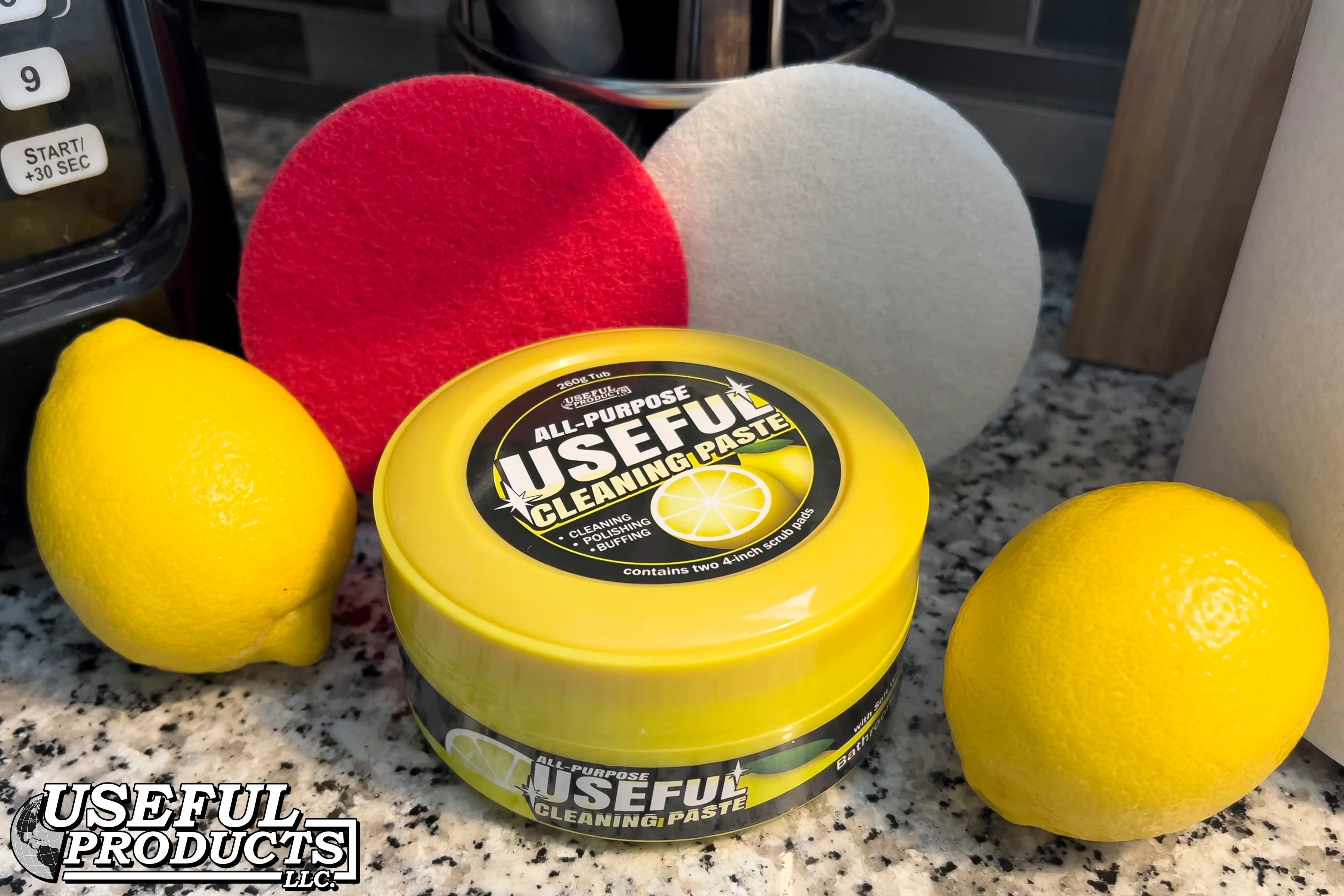 All-Purpose Useful Cleaning Paste | Tile, Grout, Linoleum, Stainless Steel Cleaning | 260g Citrus-Scented Multi-Purpose Cleaner with Soft White and Medium Red Scrub Pads - Image 7