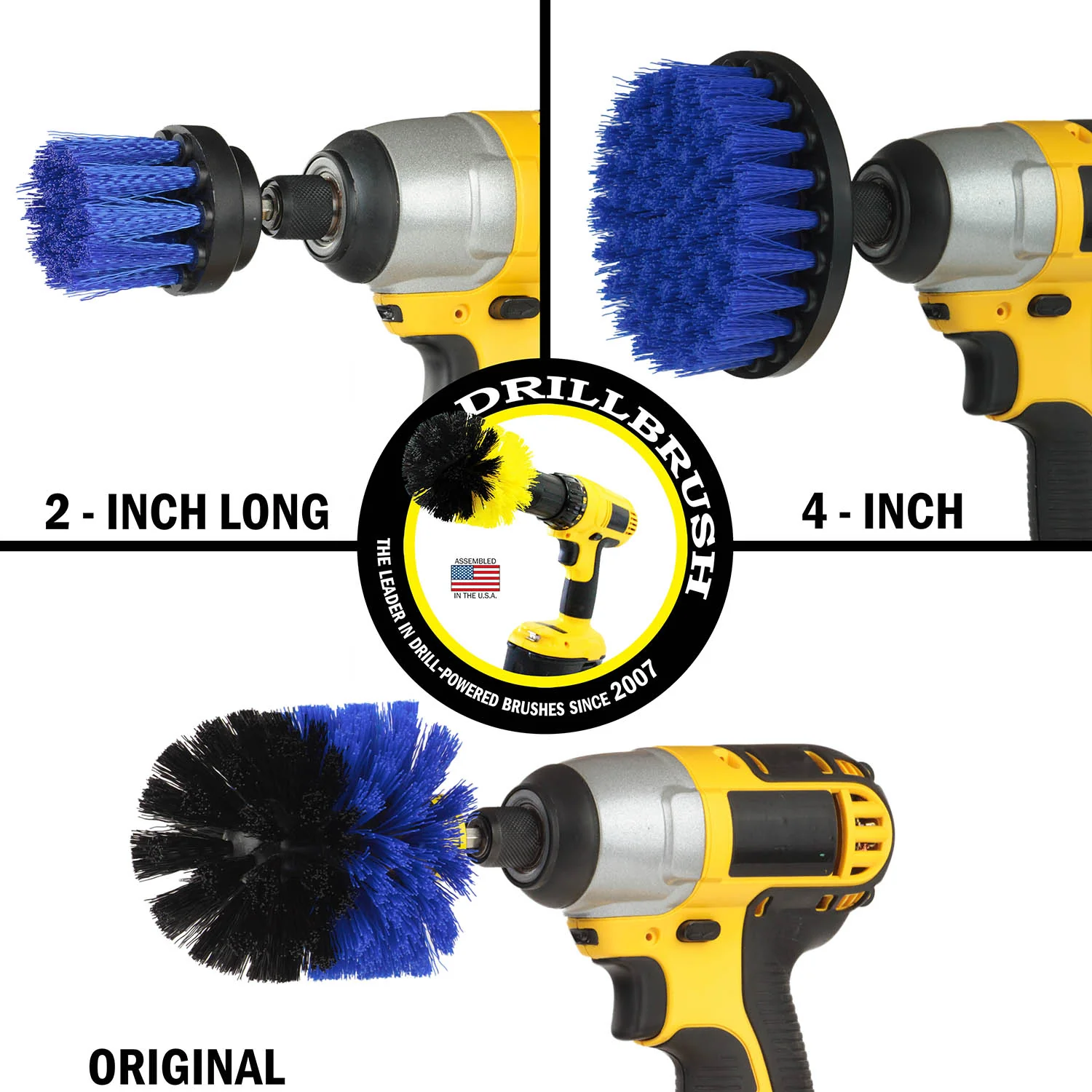 Original, 4in, & 2in-L Blue Brushes - Medium Bristles - Marine & Pool Cleaning | B-4OS-2L-QC-DB - Image 3