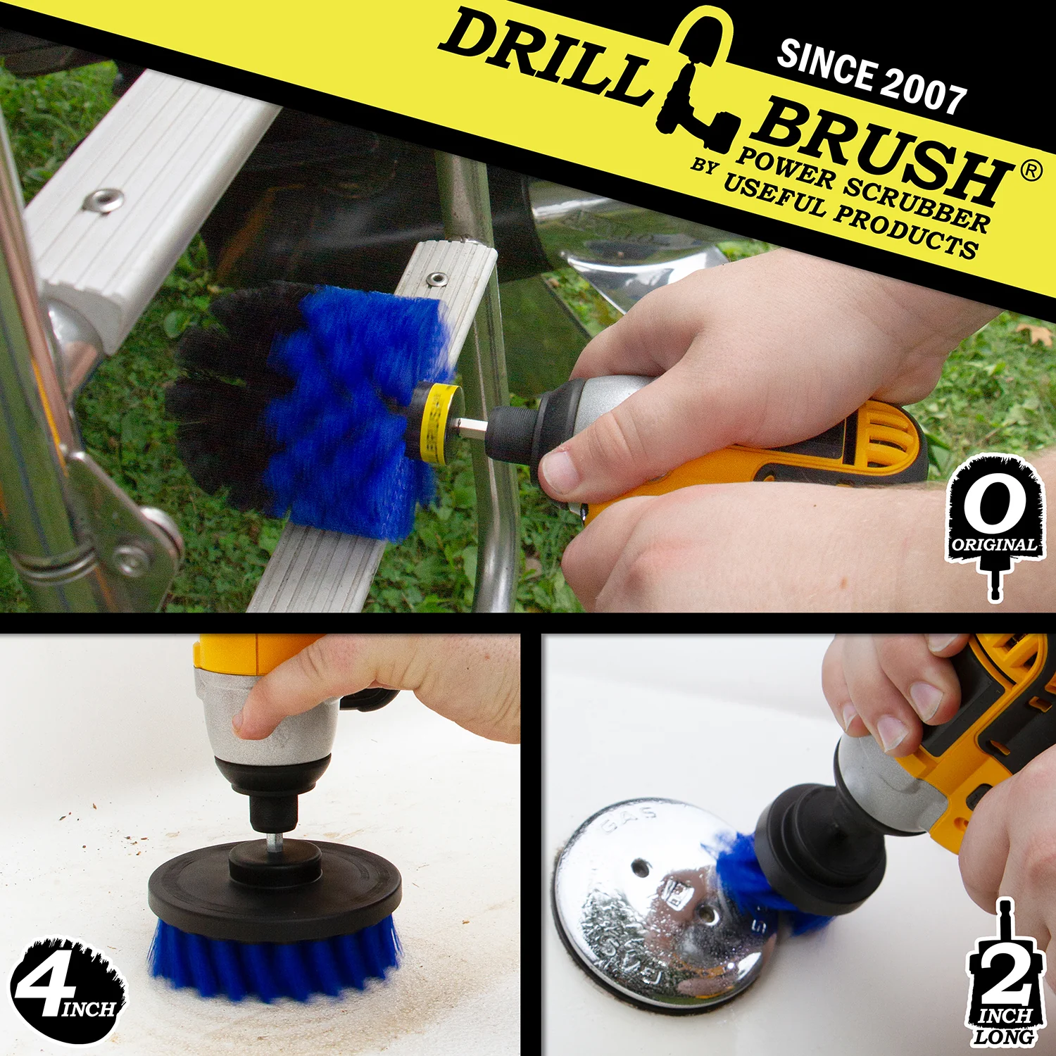 Original, 4in, & 2in-L Blue Brushes - Medium Bristles - Marine & Pool Cleaning | B-4OS-2L-QC-DB - Image 5