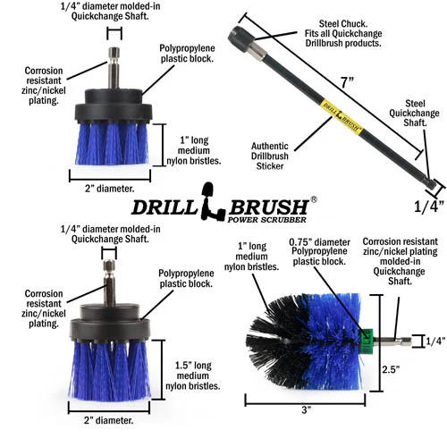 Ultimate Blue Brush Kit w/ 7in Extension - Medium Bristles - Pool & Marine | B-542OMS-2L-7X-QC-DB - Image 6