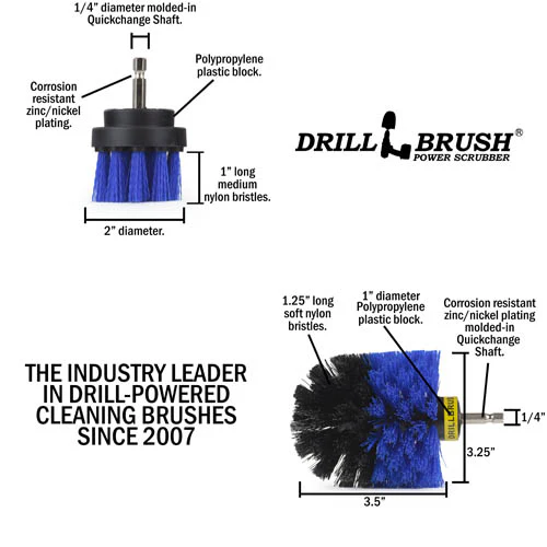 Original & 2in Blue Brushes - Medium Bristles - Marine & Pool Cleaning | B-S-2O-QC-DB - Image 5