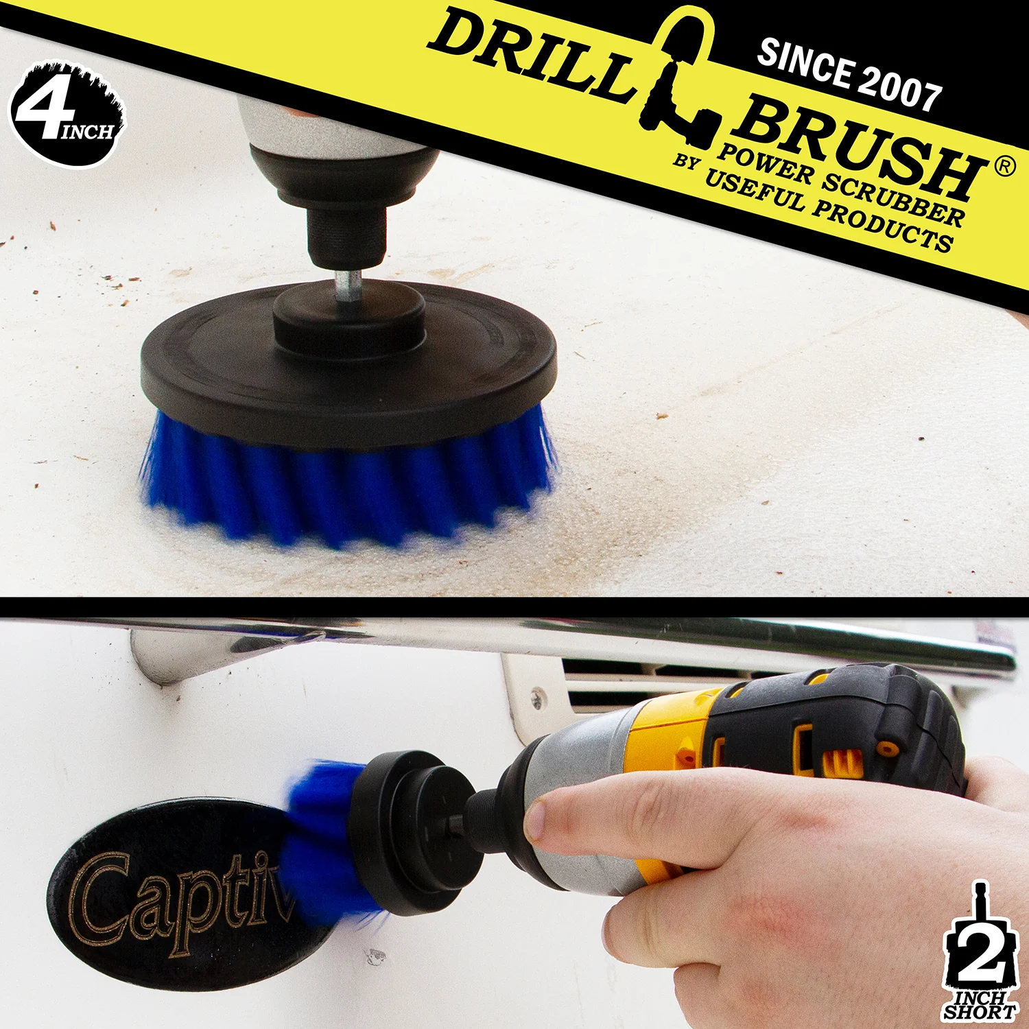 4in & 2in Blue Brushes - Medium Bristles - Marine & Pool Cleaning | B-S-42-QC-DB - Image 4