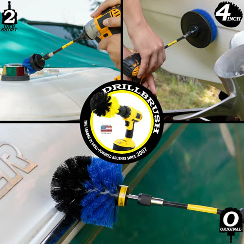 Original, 4in, & 2in Blue Brushes w/5in Ext. - Medium Stiffness - Pool & Marine | B-S-42O-5X-QC-DB - Image 4
