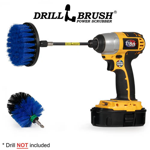 Mini & 4in Blue Brushes & 5in Extension - Medium Stiffness - Marine & Pool | B-S-4M-5X-QC-DB - Image 3