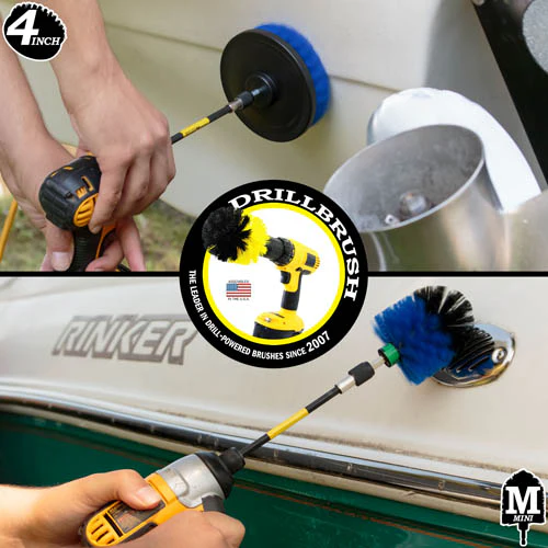 Mini & 4in Blue Brushes & 5in Extension - Medium Stiffness - Marine & Pool | B-S-4M-5X-QC-DB - Image 4