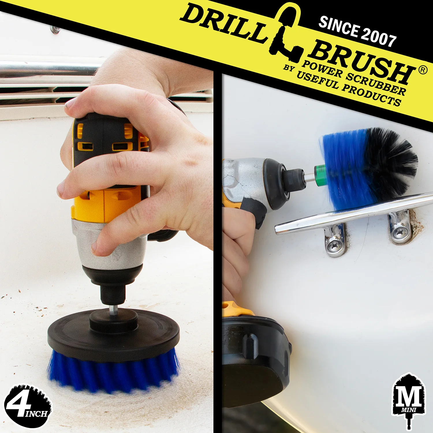 Mini & 4in Blue Brushes - Medium Bristles - Marine & Pool Cleaning | B-S-4M-QC-DB - Image 4