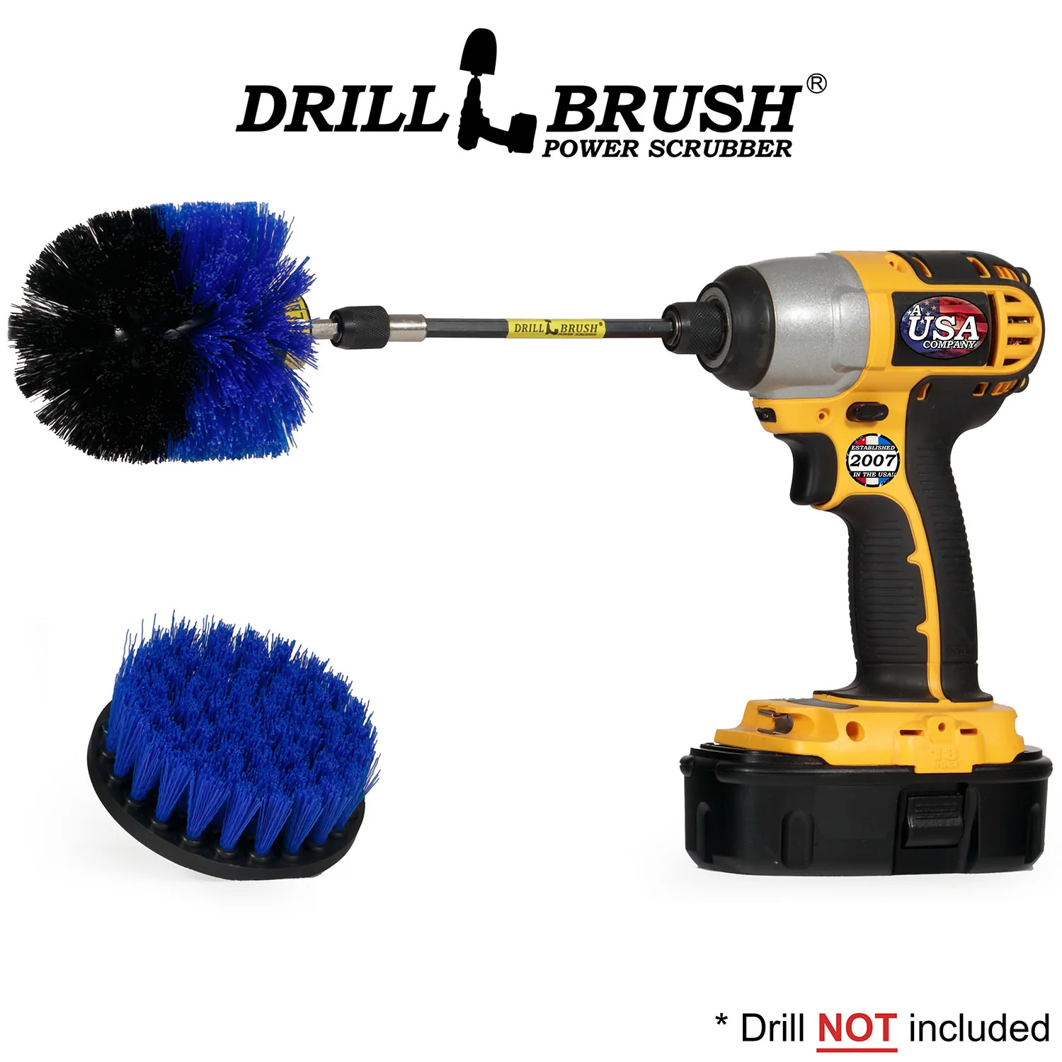 Original & 4in Blue Brushes w/5in Extension - Medium Bristles - Marine & Pool | B-S-4O-5X-QC-DB - Image 3