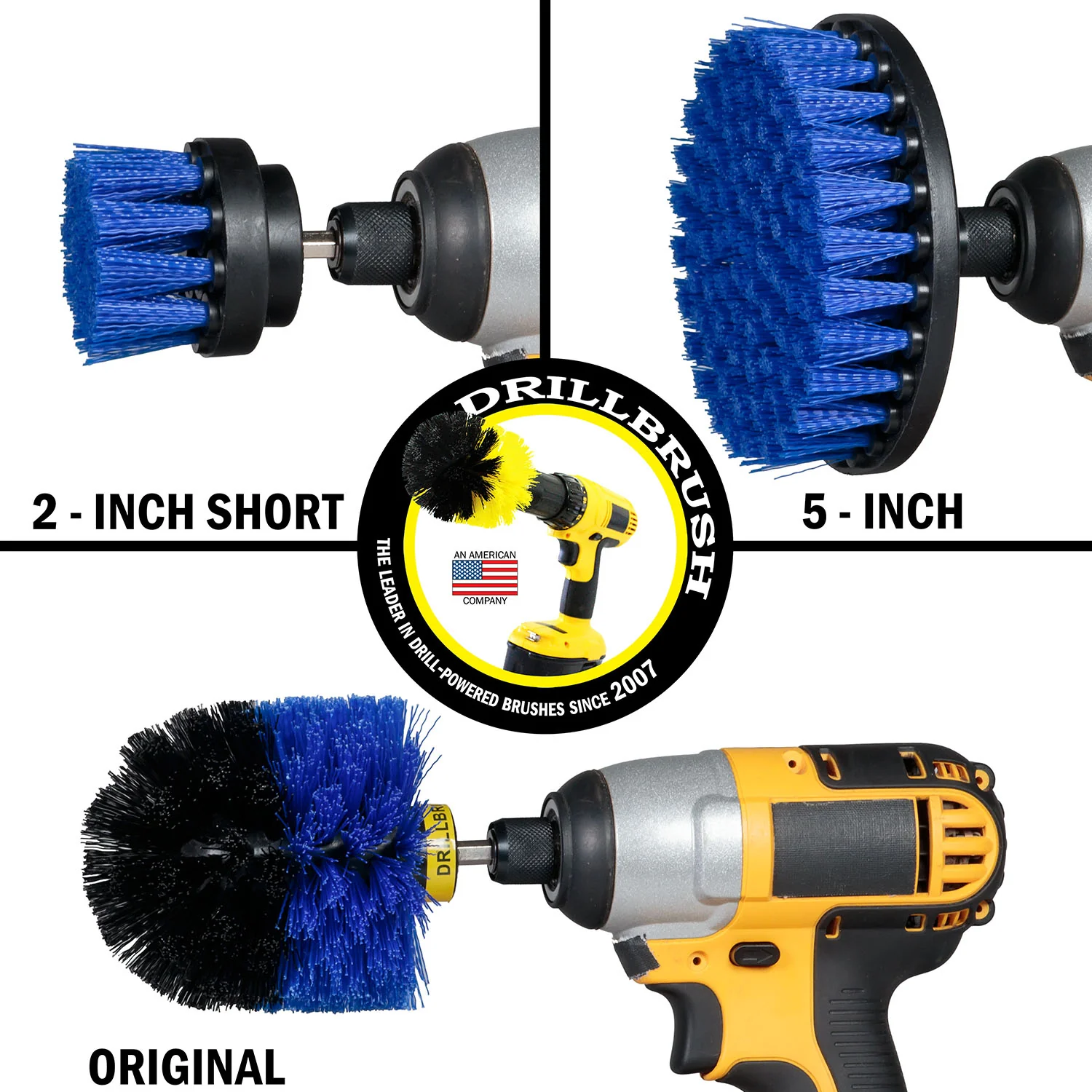 Original, 5in, & 2in Blue Brushes - Medium Bristles - Marine & Pool Cleaning | B-S-52O-QC-DB - Image 3