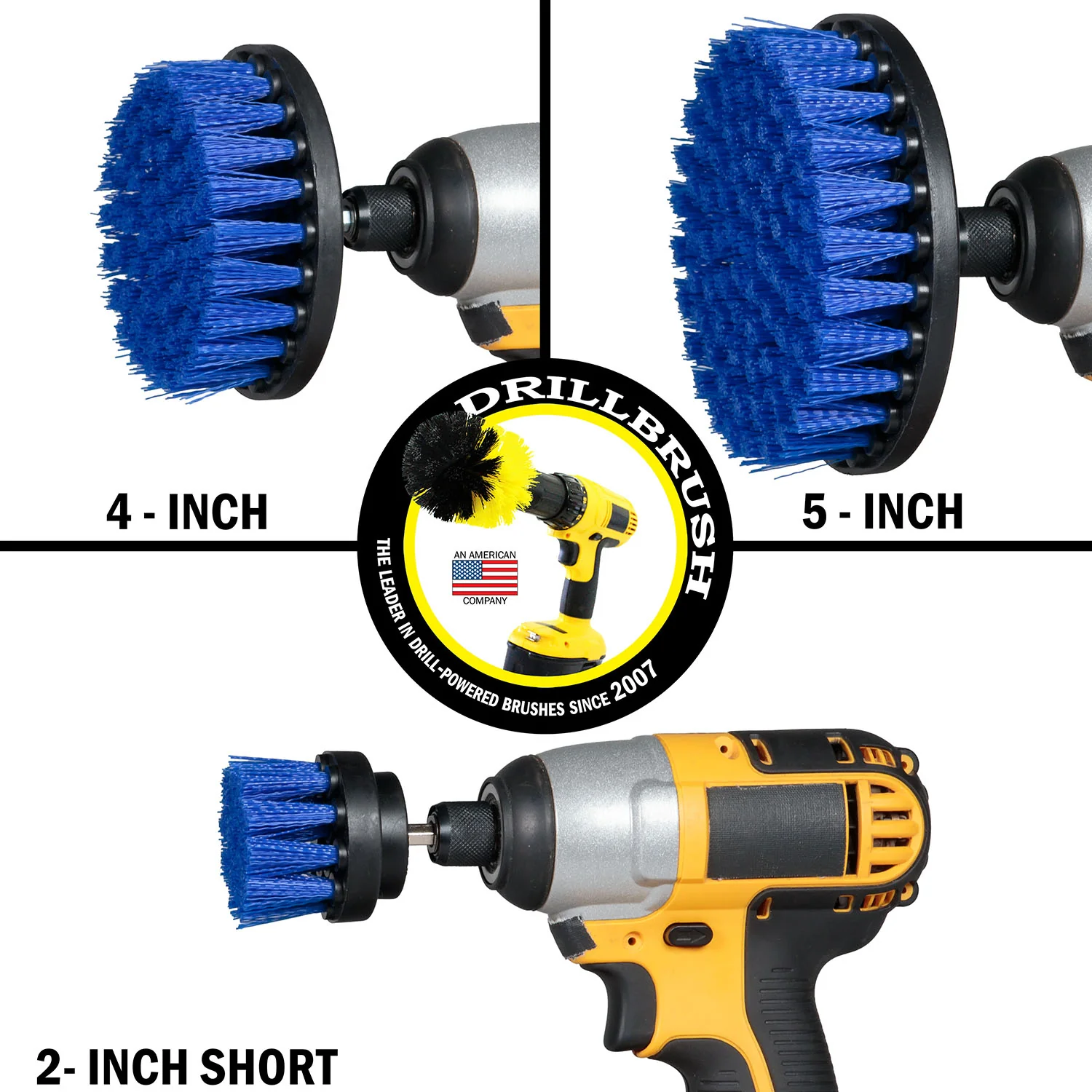 5in, 4in, & 2in Blue Brushes - Medium Bristles - Marine & Pool Cleaning | B-S-542-QC-DB - Image 3