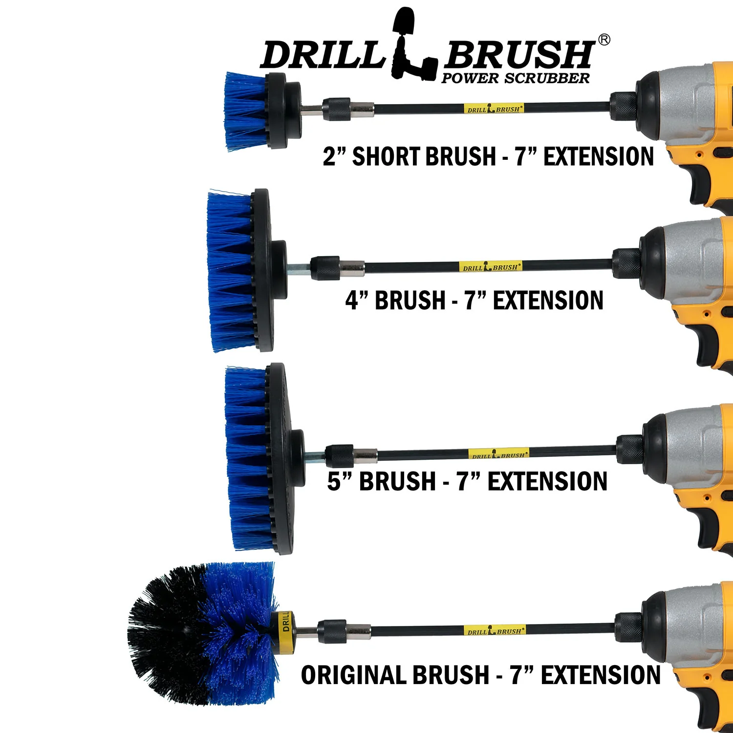 Original, 5in, 4in, & 2in Blue Brushes w/ 7in Ext. - Medium - Marine & Pool | B-S-542O-7X-QC-DB - Image 3