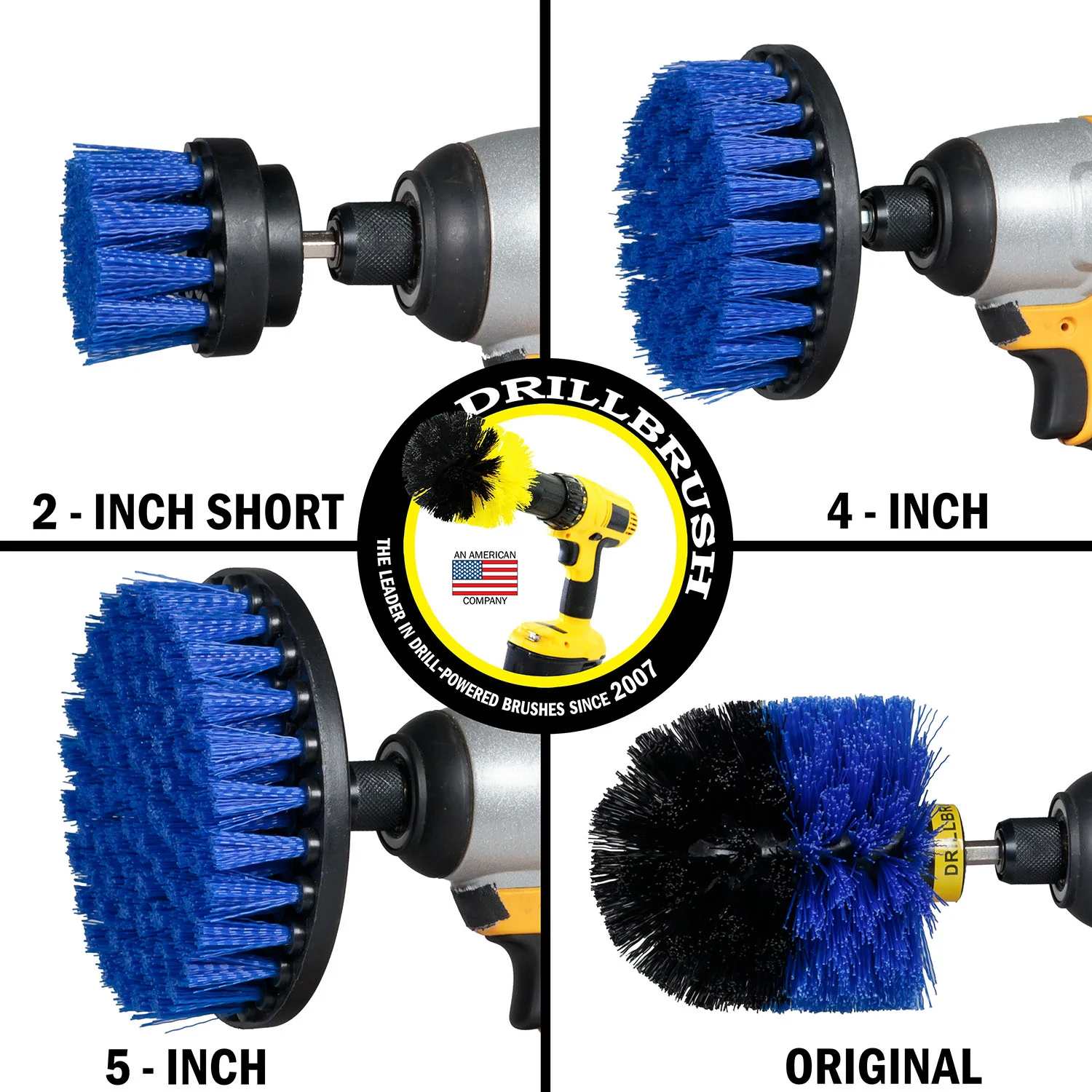 Original, 5in, 4in, and 2in Blue Brushes - Medium Bristles - Marine & Pool Cleaning | B-S-542O-QC-DB - Image 3