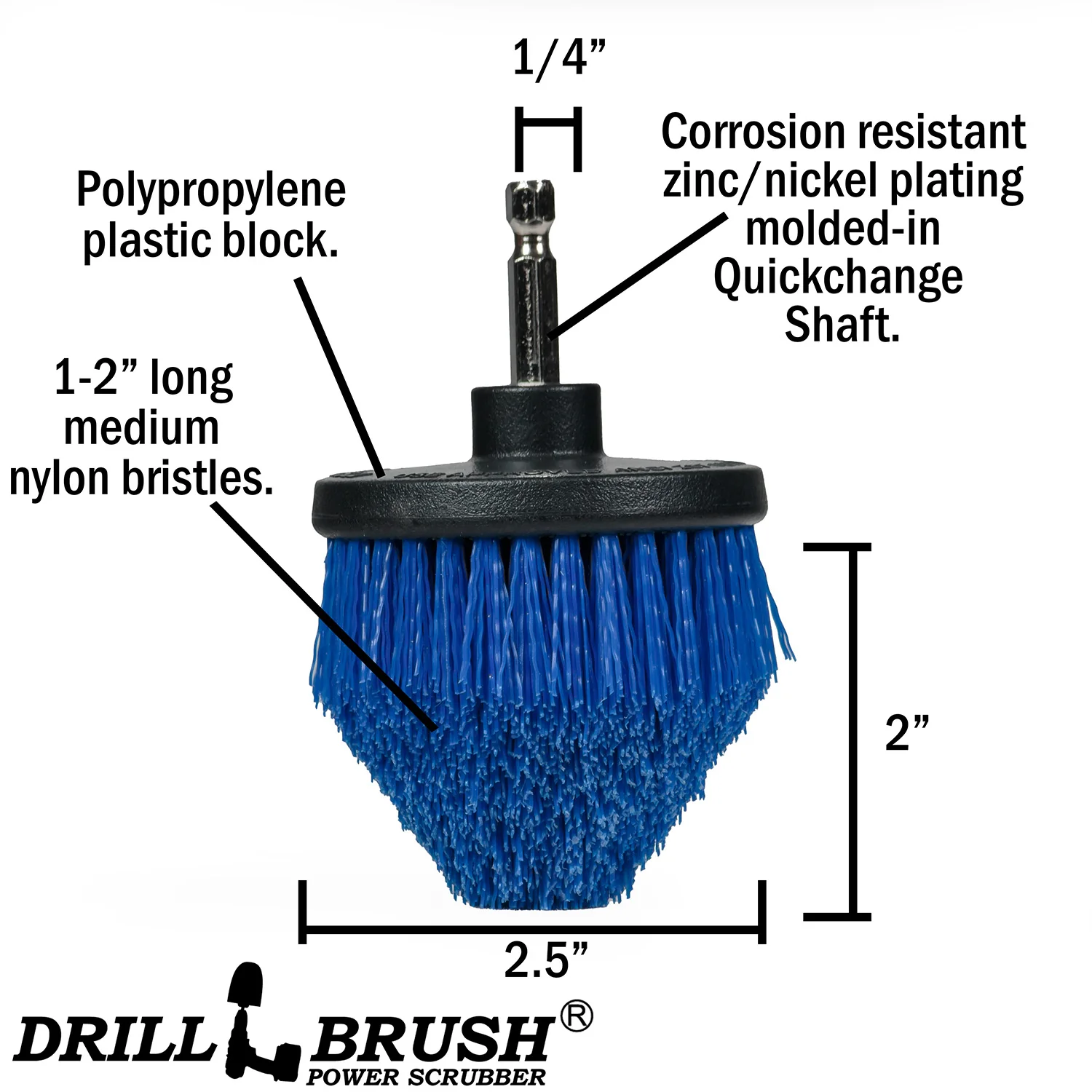 Blue Corner Brush - Medium Bristles - Cone Shaped - Marine & Pool Cleaning | C-S-B-QC-DB - Image 3