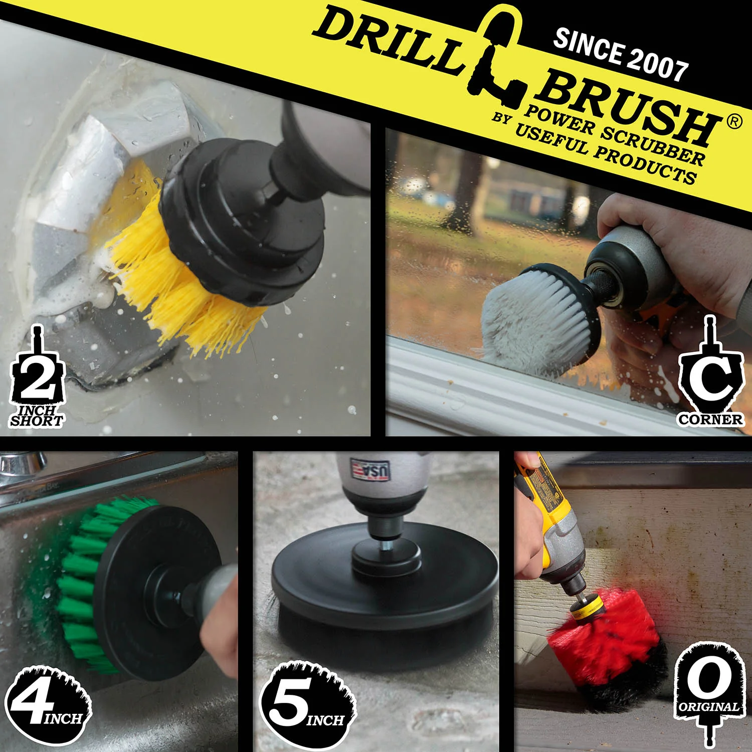 Cone-shaped, Original, 5 inch, 4 inch, and 2 inch Short Brushes - Soft, Medium, Stiff, & Ultra Stiff Bristles - General Cleaning | WC-Y2-G4-RO-K5-S-QC-DB - Image 3