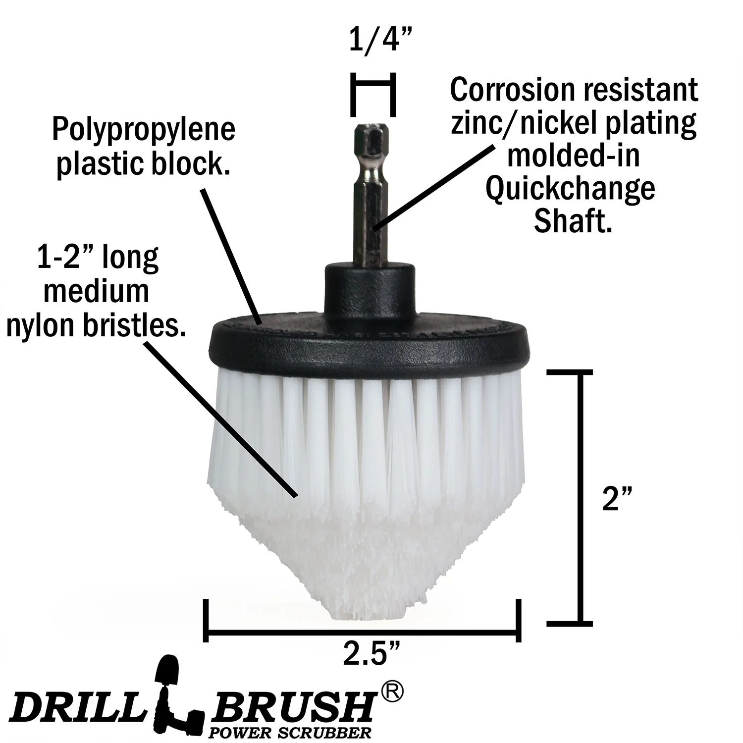 White Corner Brush - Soft Bristles - Cone Shaped - Home & Auto Cleaning | C-S-W-QC-DB - Image 3
