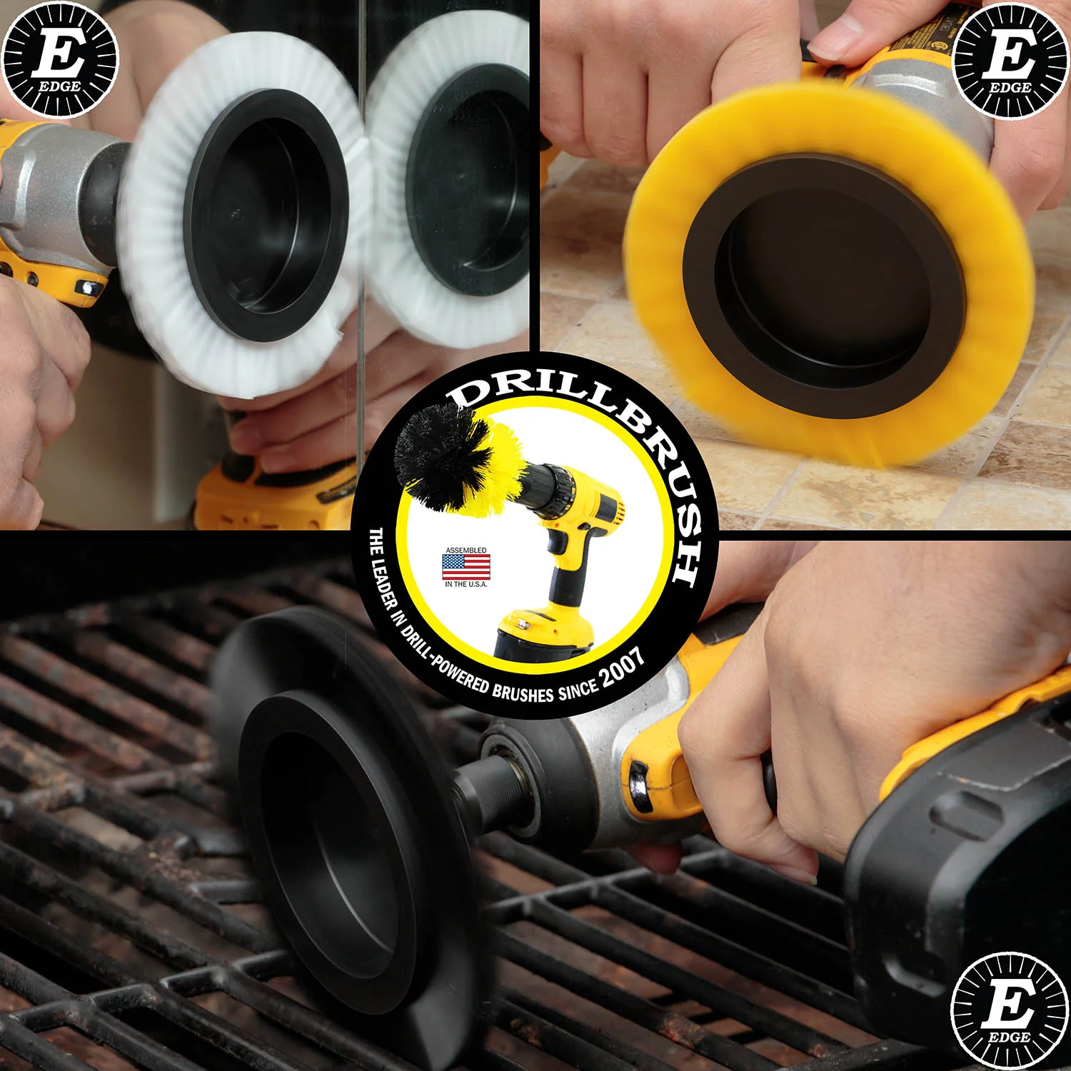 Edge Brush 3-piece Kit - Soft, Medium, & Ultra Stiff Bristles - Home, Bathroom, and Grill Cleaning Cleaning | E-S-WYK-QC-DB - Image 4