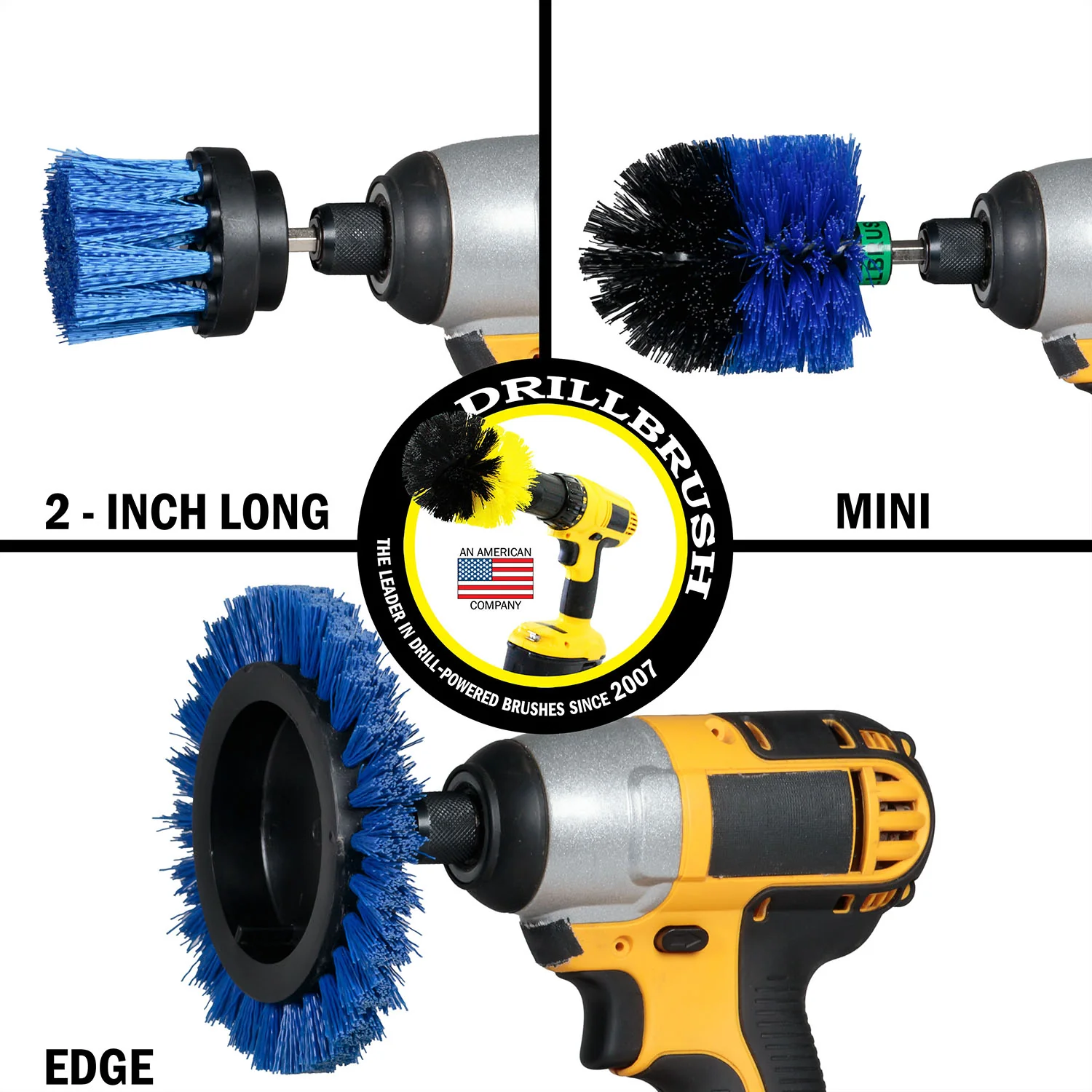 Edge Brush, 2in Long, and Mini Original all in Medium Stiffness Blue - Pool Cleaning Kit | B-EMS-2L-QC-DB - Image 3