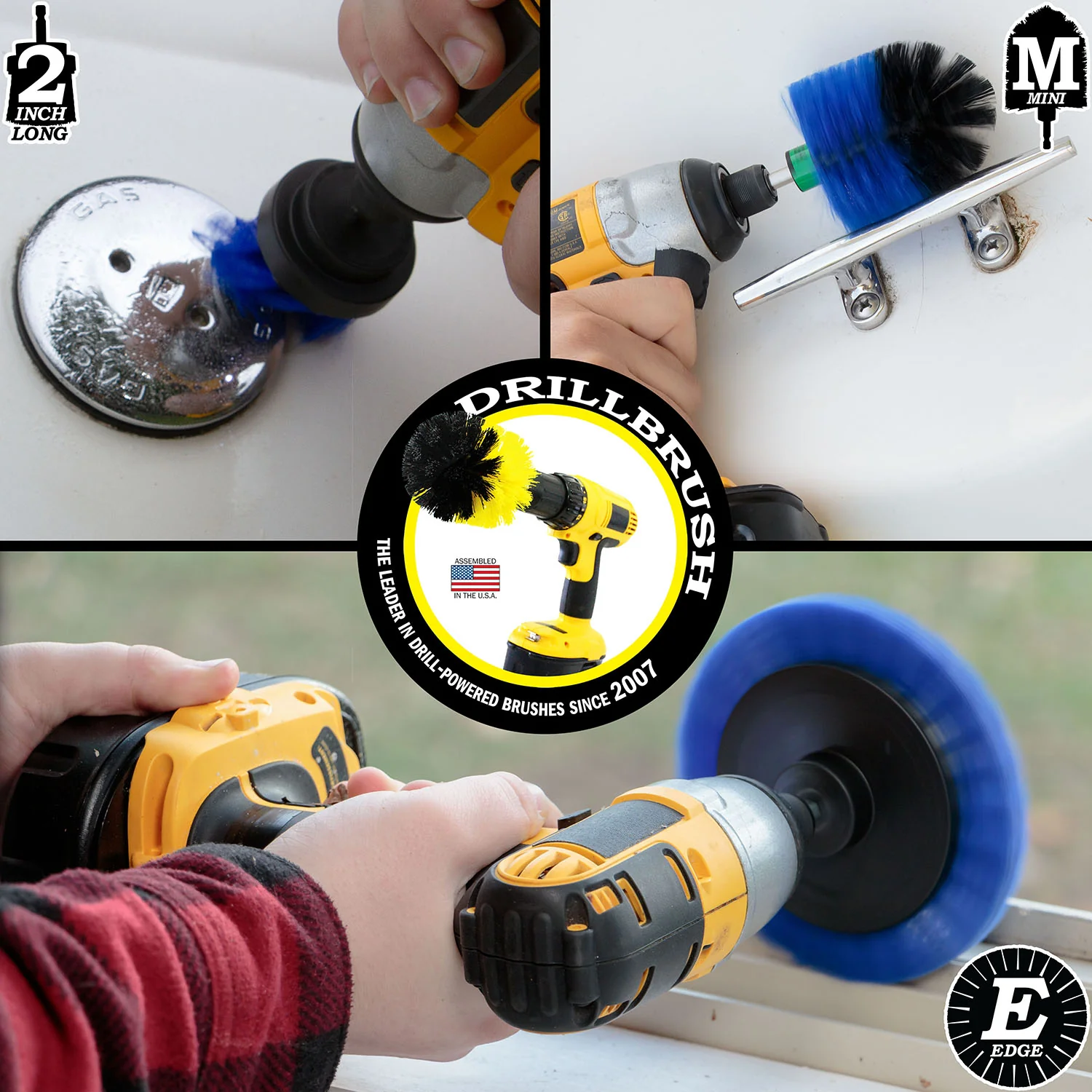 Edge Brush, 2in Long, and Mini Original all in Medium Stiffness Blue - Pool Cleaning Kit | B-EMS-2L-QC-DB - Image 4
