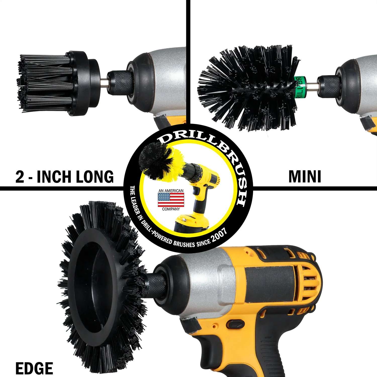 Edge Brush, 2in Long, and Mini Original Brush all in Ultra Stiff Black - Grill Cleaning  | K-EMS-2L-QC-DB - Image 3