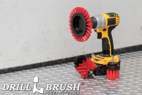 Edge Brush, 2in Long, and Mini Original Brush all in Stiff Red - Outdoor Power Scrubber  | R-EMS-2L-QC-DB - Image 6