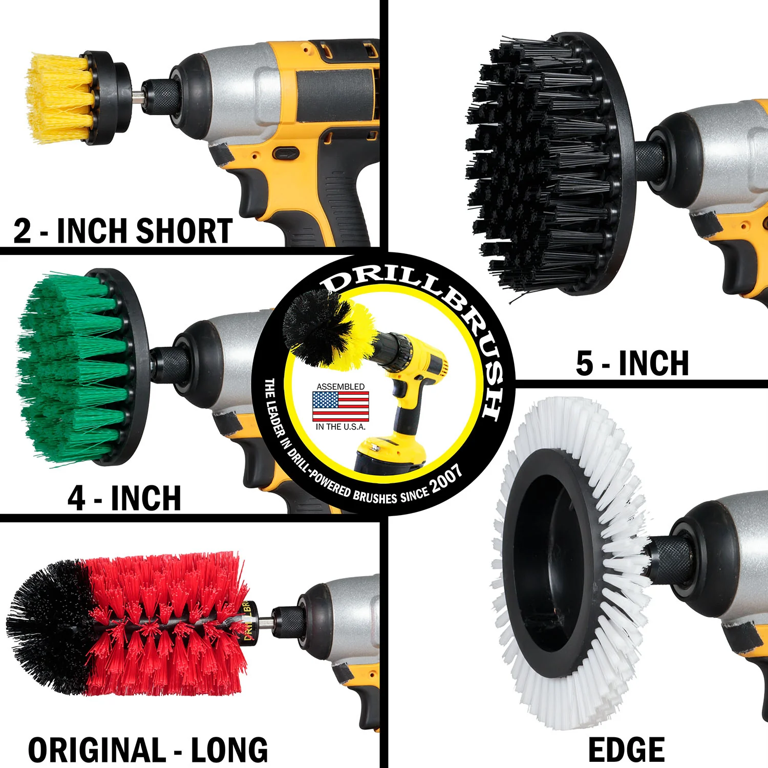 Edge, Jumbo, 5 inch, 4 inch, and 2 inch Short Brushes - Soft, Medium, Stiff, & Ultra Stiff Bristles - General Cleaning | WE-Y2-G4-RJ-K5-S-QC-DB - Image 3