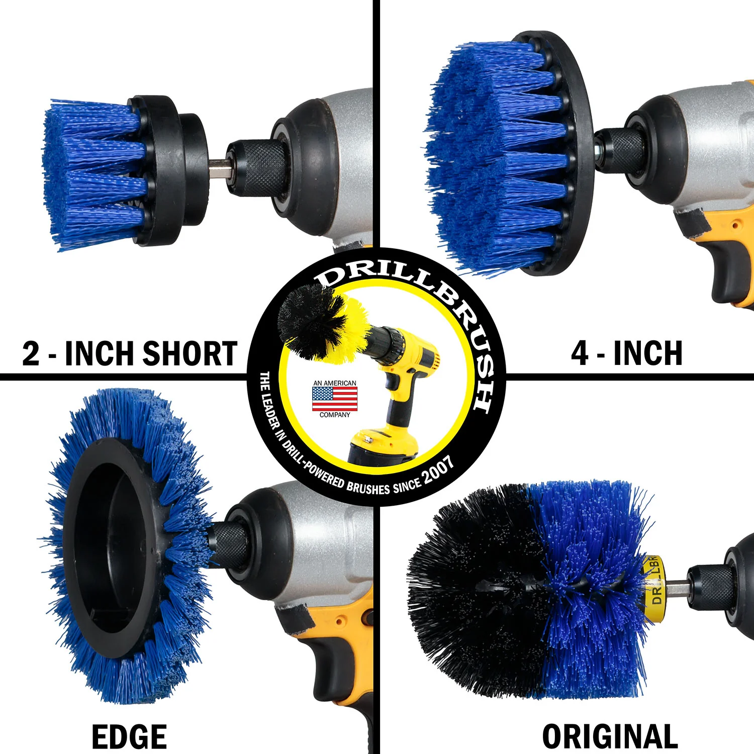 Edge, Original, 4in, & 2in Blue Brushes - Medium Bristles - Marine & Pool Cleaning | B-S-E42O-QC-DB - Image 3