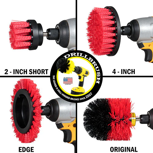 Edge, Original, 4in, & 2in Red Brushes w/4in Pads - Stiff - Patio & Outdoor | S-RE42O-P4-WRB-3V-QC-DB - Image 3