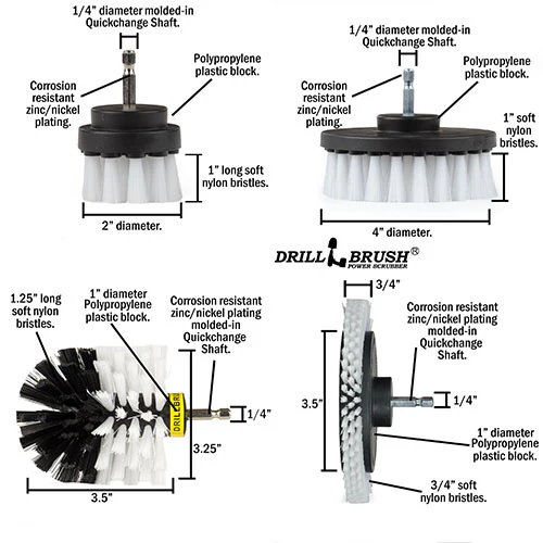 Edge, Original, 4in, & 2in White Brushes w/4in Pads - Soft - Home & Auto | S-WE42O-P4-WRB-3V-QC-DB - Image 6