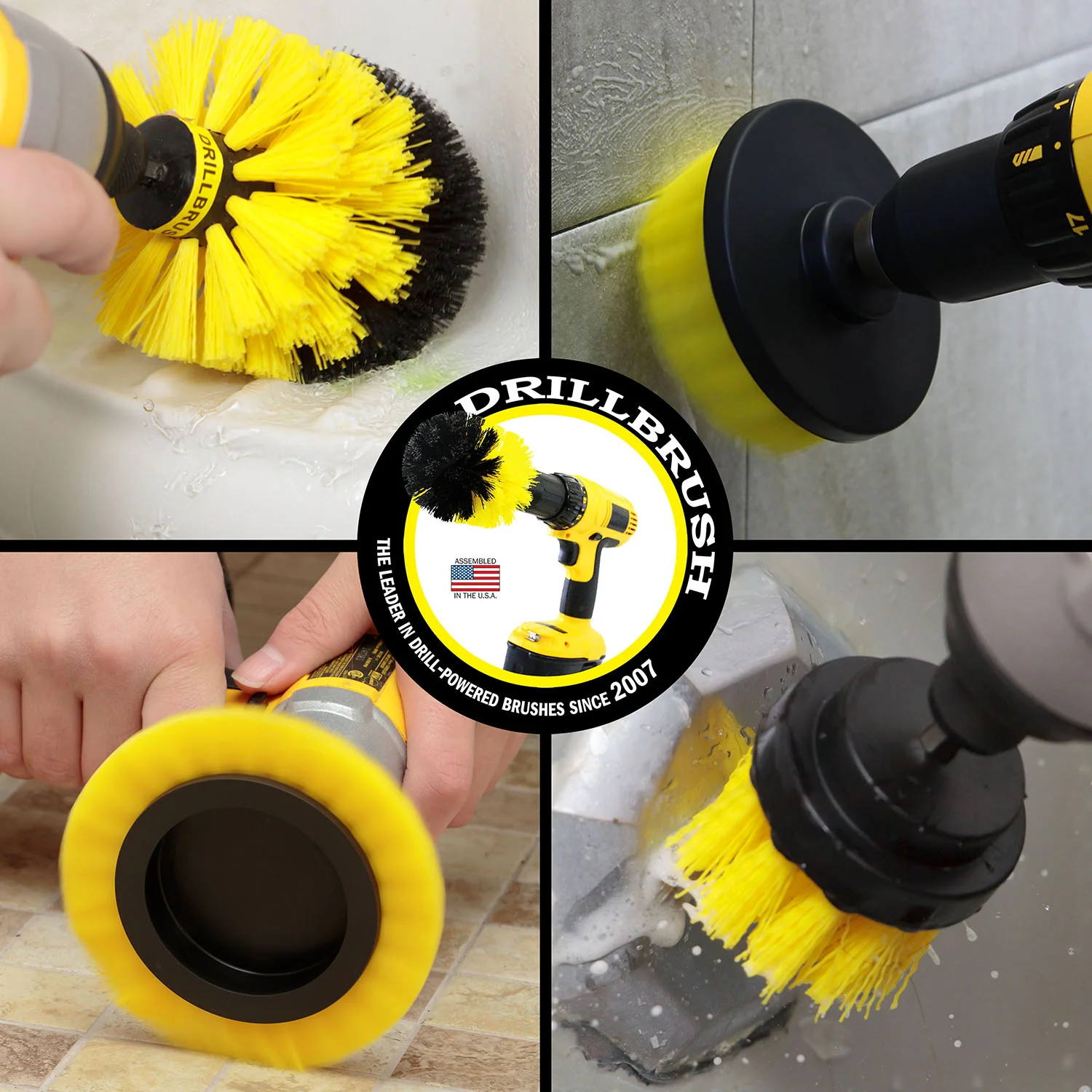 Edge, Original, 4in, & 2in Yellow Brushes - Medium Stiffness - Bathroom & Shower Cleaning | Y-S-E42O-QC-DB - Image 4