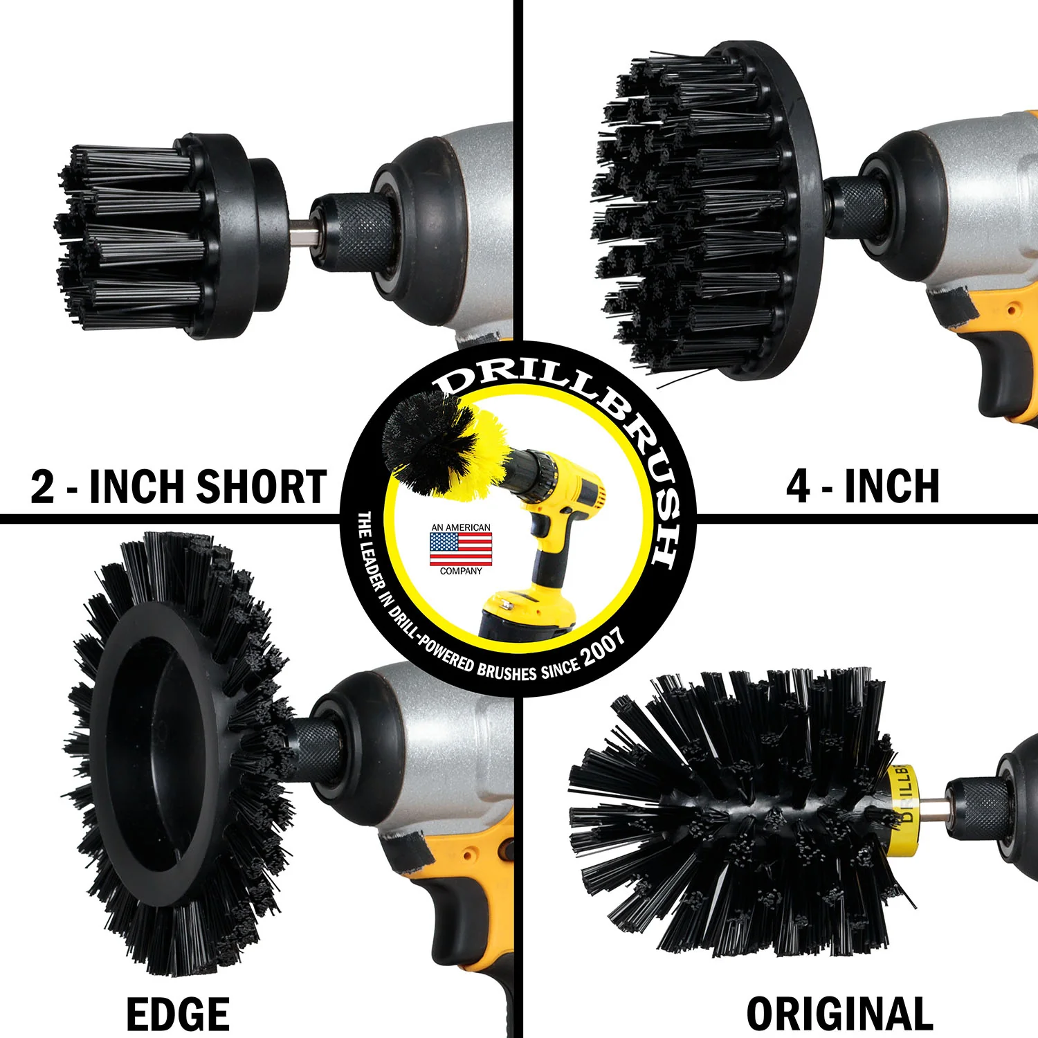 Edge, Original, 4in, and 2in Black Brushes - Ultra Stiff - Heavy Duty & Grill Cleaning | K-S-E42O-QC-DB - Image 3