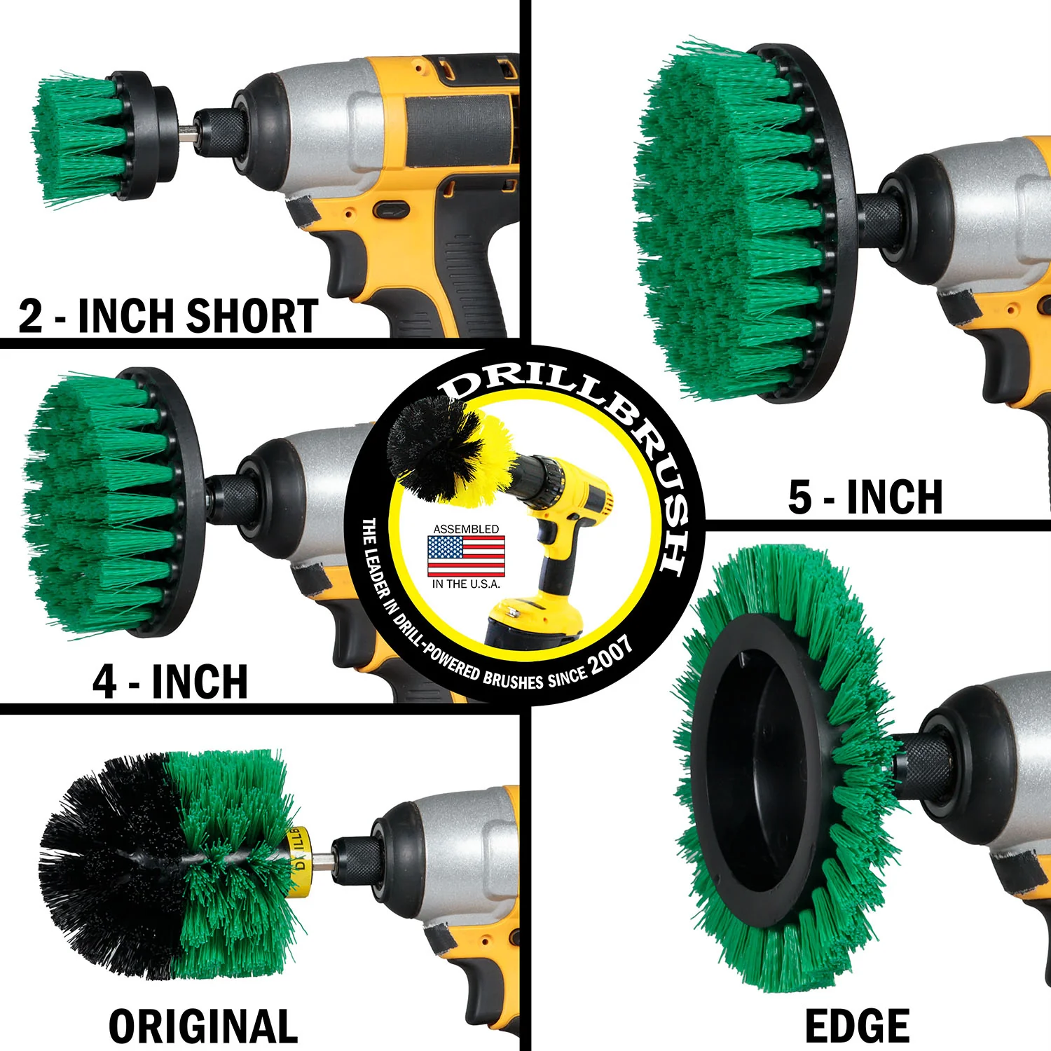 Edge, Original, 5in, 4in, & 2in Green Brushes - Medium Bristles - Kitchen & Appliance | G-S-E542O-QC-DB - Image 3