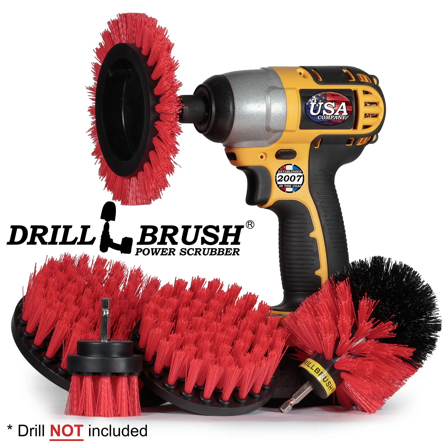 Edge, Original, 5in, 4in, & 2in Red Brushes - Stiff Bristles - Outdoor & Patio | R-S-E542O-QC-DB - Image 2