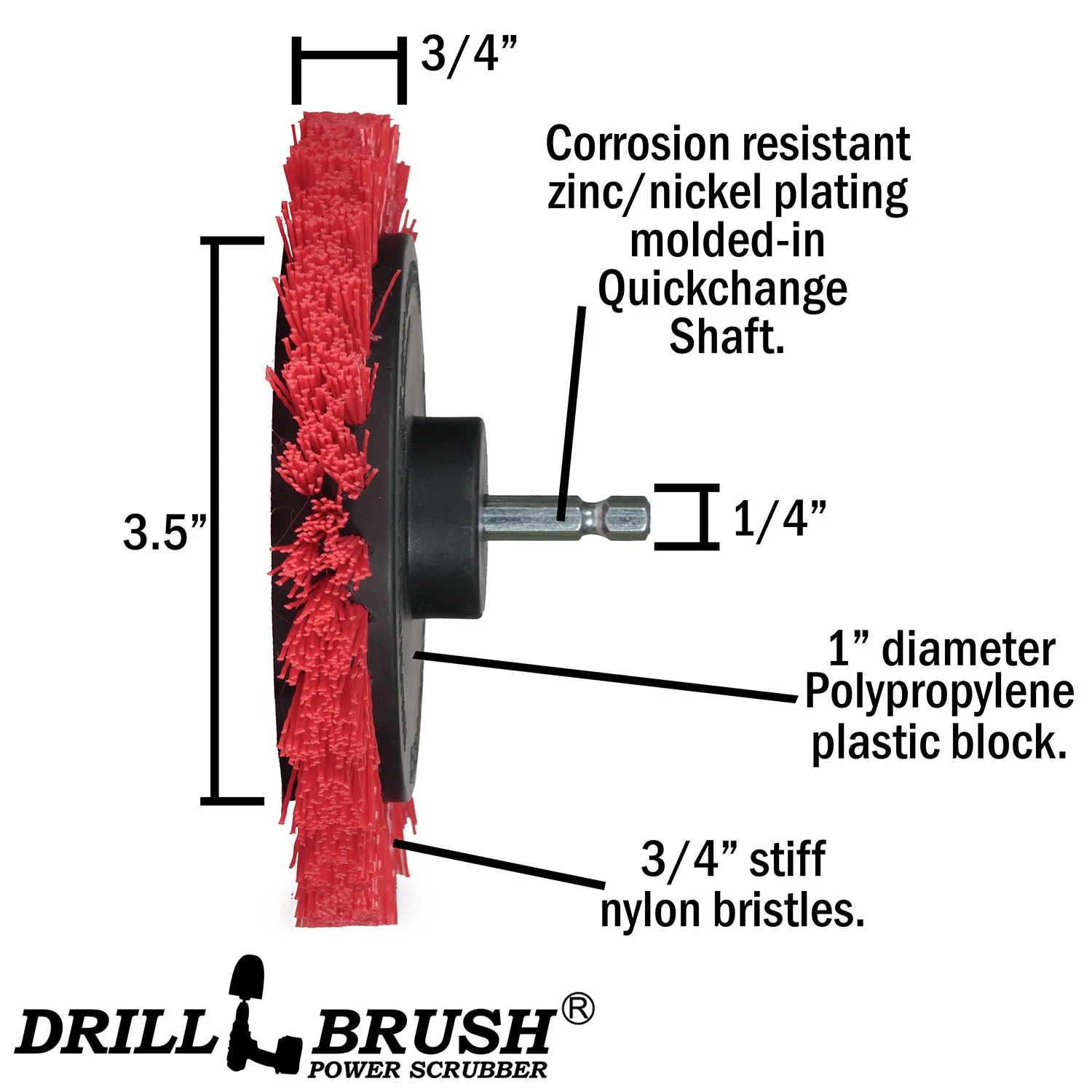 Edge, Original, 5in, 4in, & 2in Red Brushes - Stiff Bristles - Outdoor & Patio | R-S-E542O-QC-DB - Image 6
