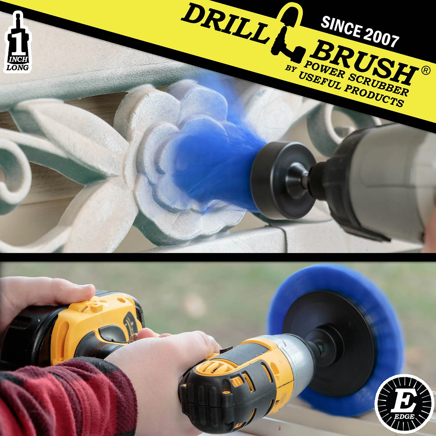 Edge x2 and 1 inch Long Blue Brushes - Medium Bristles - Marine & Pool Cleaning | B-EES-1L-QC-DB - Image 3