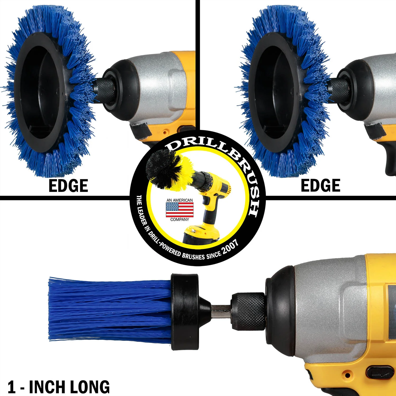 Edge x2 and 1 inch Long Blue Brushes - Medium Bristles - Marine & Pool Cleaning | B-EES-1L-QC-DB - Image 4