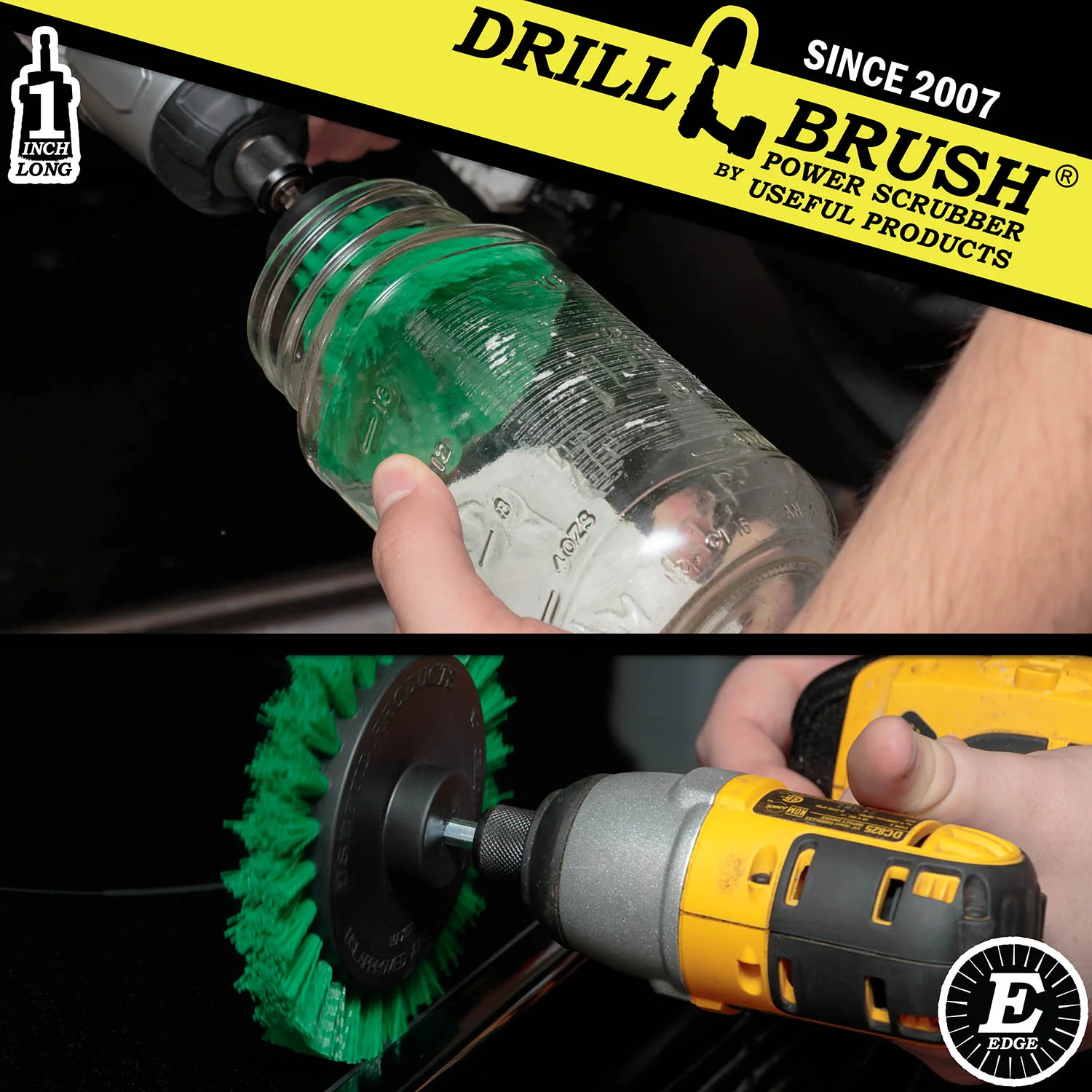 Edge x2 and 1 inch Long Green Brushes - Medium Bristles - Kitchen Cleaning | G-EES-1L-QC-DB - Image 3