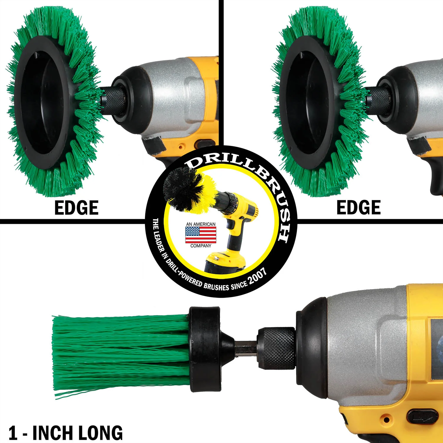 Edge x2 and 1 inch Long Green Brushes - Medium Bristles - Kitchen Cleaning | G-EES-1L-QC-DB - Image 4
