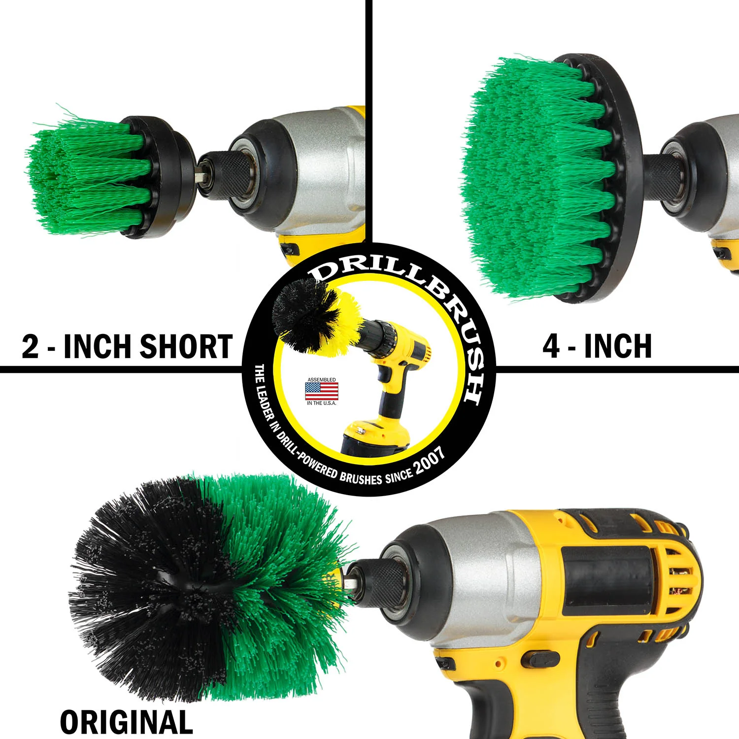 Original, 4in, & 2in-L Green Brushes - Medium Bristles - Kitchen & Appliance | G-4OS-2L-QC-DB - Image 3