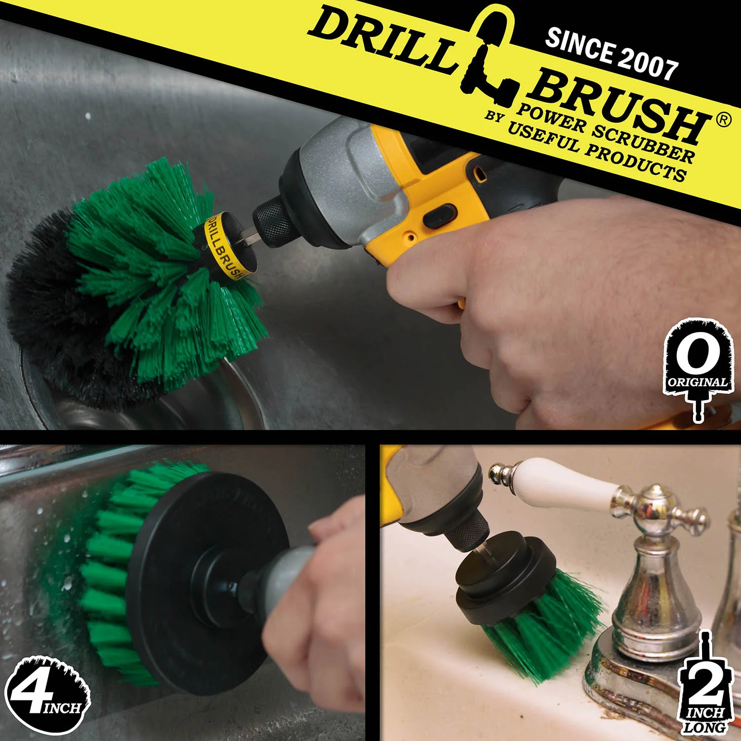 Original, 4in, & 2in-L Green Brushes - Medium Bristles - Kitchen & Appliance | G-4OS-2L-QC-DB - Image 4
