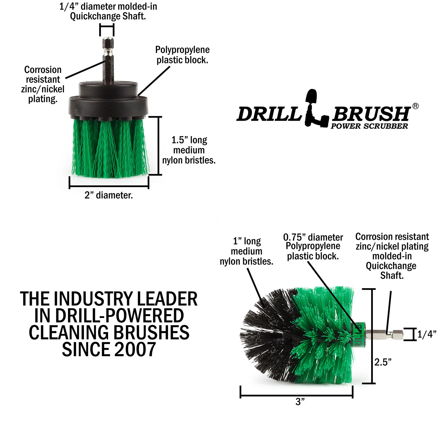 Mini & 2in-L Green Brushes - Medium Stiffness - Kitchen & Appliance Cleaning | G-MS-2L-QC-DB - Image 5