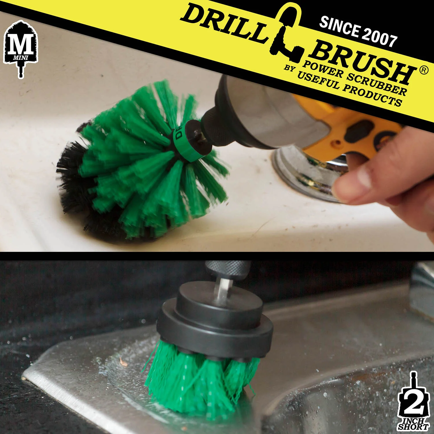 Mini & 2in Green Brushes - Medium Bristles - Kitchen & Appliances Cleaning | G-S-2M-QC-DB - Image 4