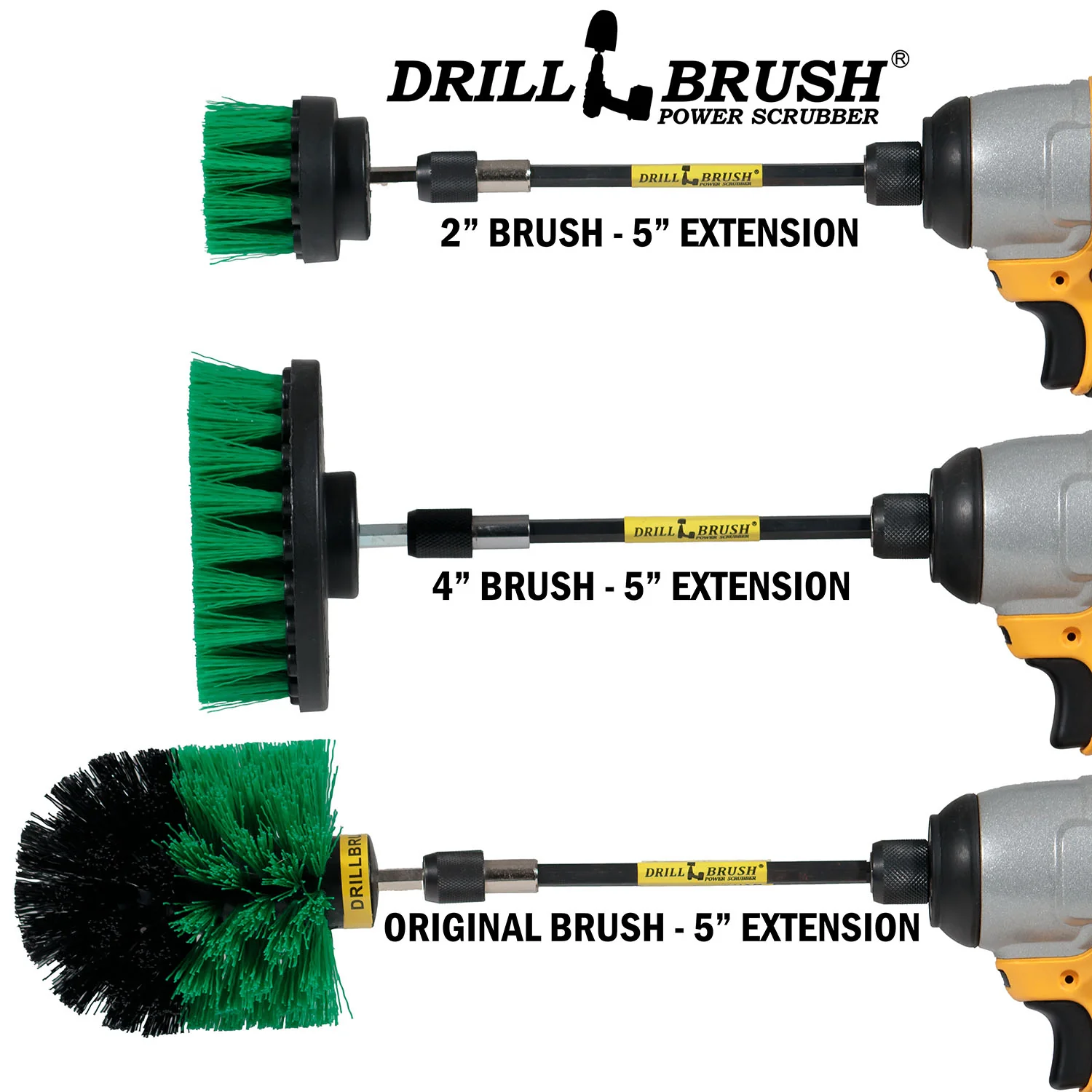 Original, 4in, & 2in Green Brushes w/5in Ext. - Medium - Kitchen & Appliance | G-S-42O-5X-QC-DB - Image 3