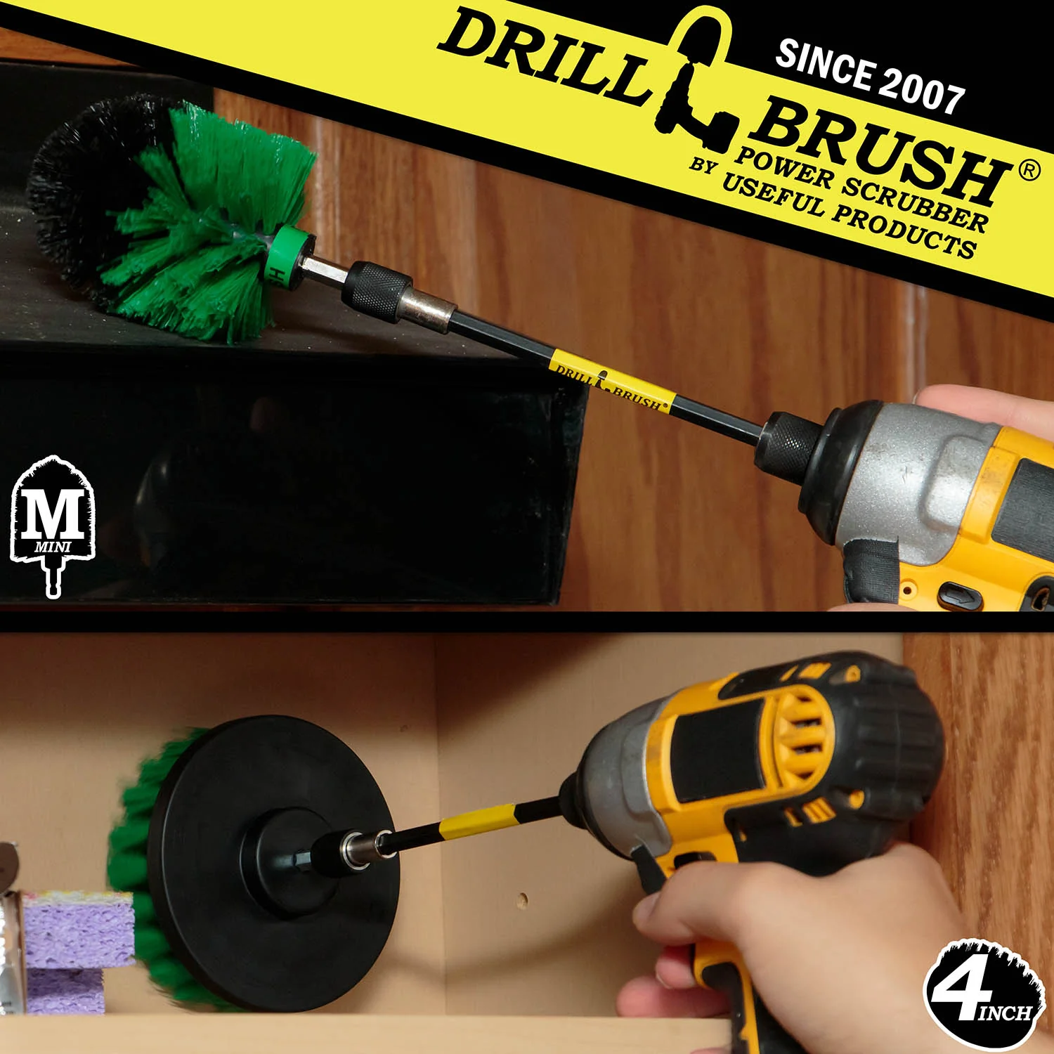 Mini & 4in Green Brushes - Medium Bristles - Kitchen & Appliance Cleaning | G-S-4M-5X-QC-DB - Image 4