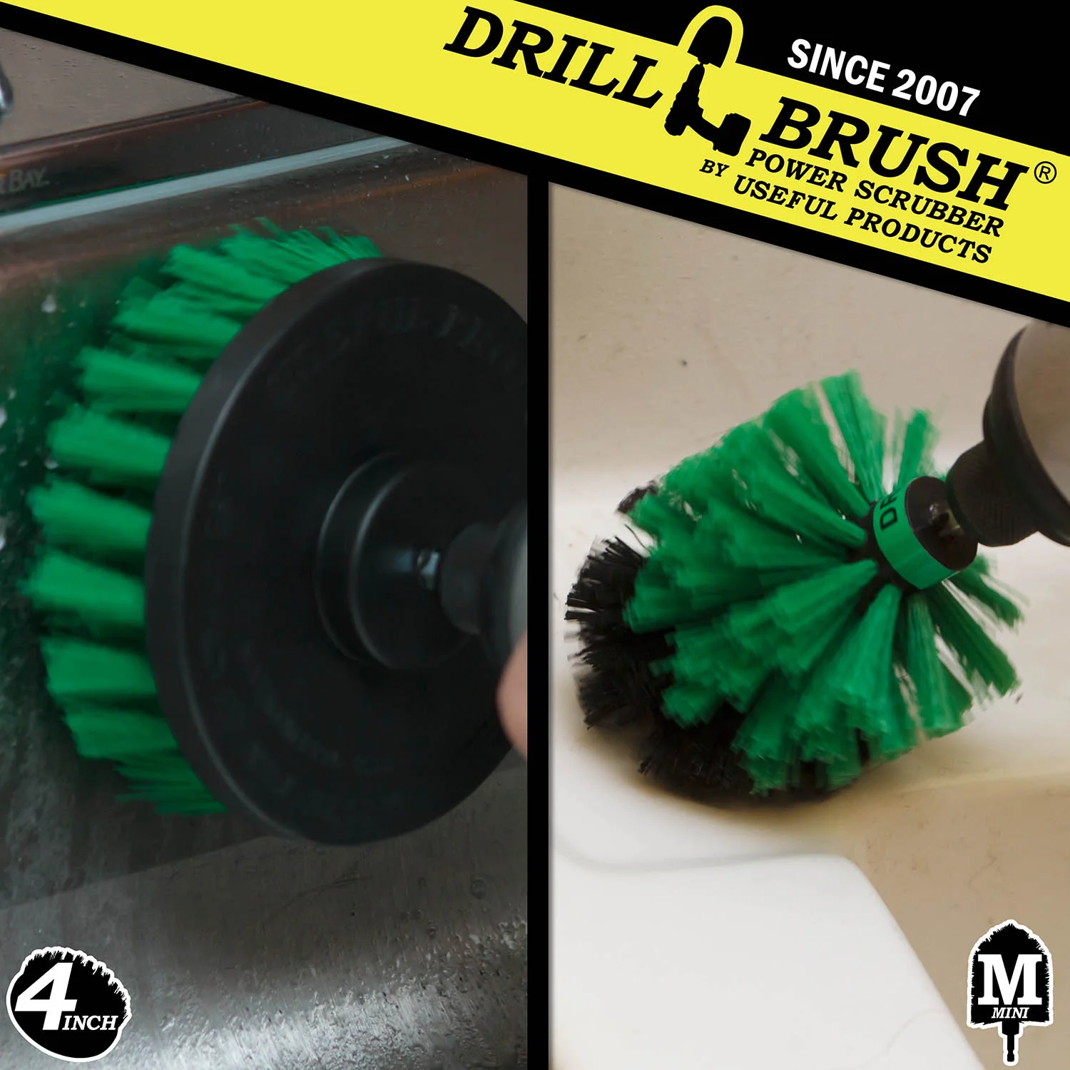 Mini & 4in Green Brushes - Medium Bristles - Kitchen & Appliances Cleaning | G-S-4M-QC-DB - Image 4