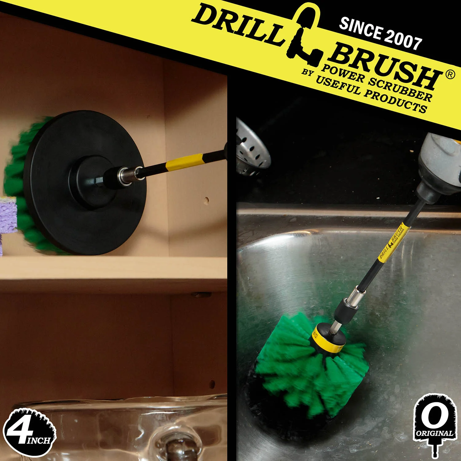 Original & 4in Green Brushes w/5in Extension - Medium Stiff - Kitchen & Appliance | G-S-4O-5X-QC-DB - Image 4