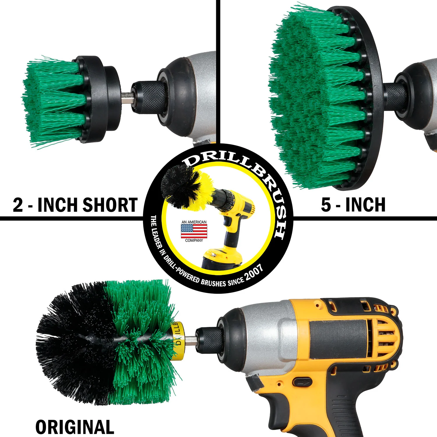 Original, 5in, & 2in Green Brushes - Medium Bristles - Kitchen & Appliance Cleaning | G-S-52O-QC-DB - Image 3