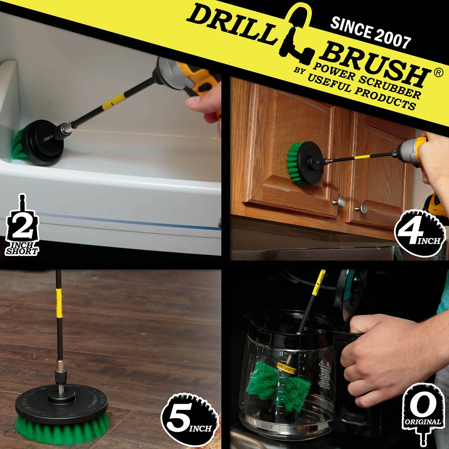 Original, 5in, 4in, 2in Green Brushes w/ 7in. Ext. - Kitchen & Appliance | G-S-542O-7X-QC-DB - Image 4