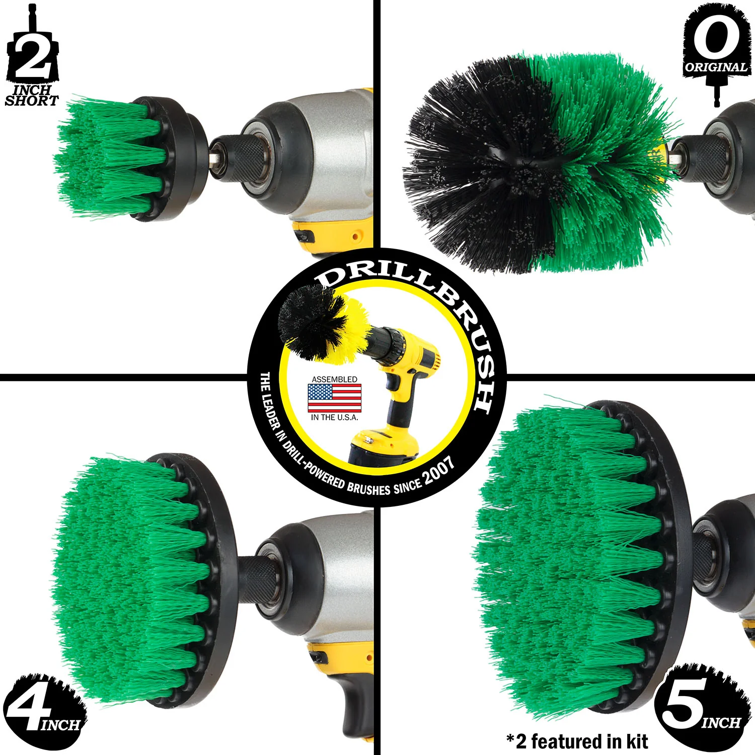 Original, 5in, 5in, 4in, & 2in Green Brushes - Medium - Kitchen & Appliance | G-S-5542O-QC-DB - Image 3