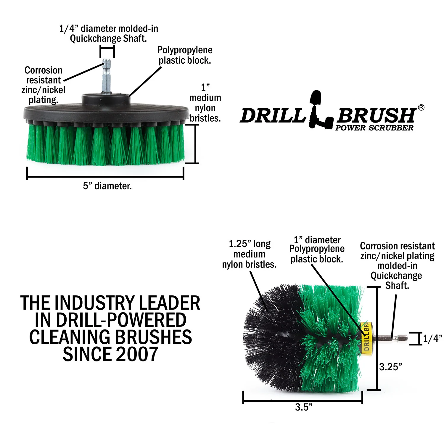 Original & 5in Green Brushes - Medium Bristles - Kitchen & Appliance Cleaning | G-S-5O-QC-DB - Image 5