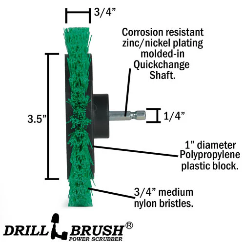 Green Edge Brush - Medium Stiffness - Wheel Shaped - Kitchen & Linoleum | E-S-G-QC-DB - Image 3